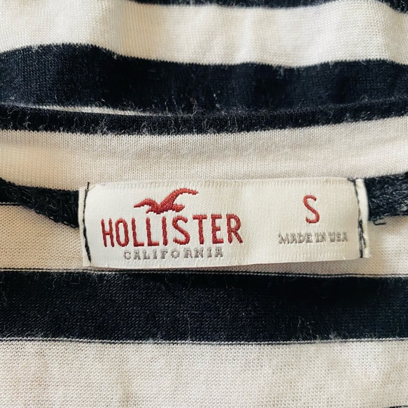 Hollister Side Tie Black and White Striped Crop Top - Picture 5 of 5